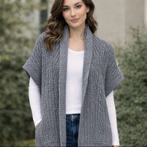 Elsamanda Alpaca Wool Cozy Gray Sweater‎ Cardigan Medium Casual Lounge Timeless